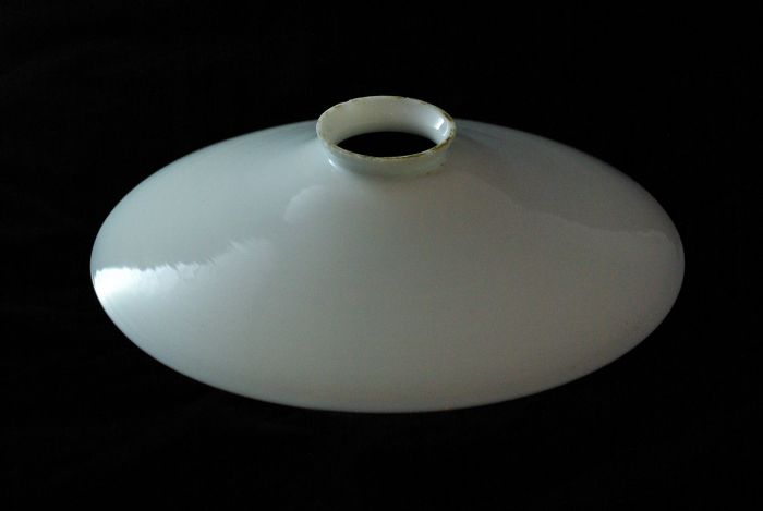 Abat-jour En Verre Opaline Moucheté Vintage - Suspension Rétro Blanc
