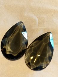 Poire cristal taillé gris, la paire