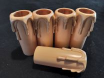 Lot 5 fausses bougies plastique patinées avec gouttes