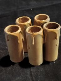 Lot 5 fausses bougies en bois avec gouttes 59mm
