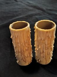 2 fausses bougies en carton avec gouttes de cire 100mm/35mm