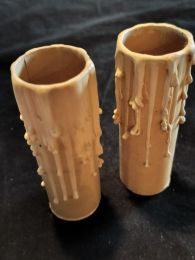 2 fausses bougies en carton avec gouttes de cire 100mm