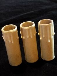 3 fausses bougies en carton avec gouttes de cire 80mm