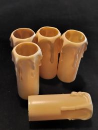 5 fausses bougies en plastique crème avec gouttes 70/24mm