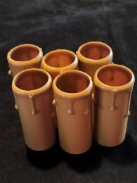 6 fausses bougies en plastique marron avec gouttes 60/24mm