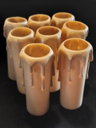 8 fausses bougies en plastique beige avec gouttes 60/23mm