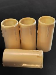 4 fausses bougies en plastique blanc cassé avec gouttes 80/34mm