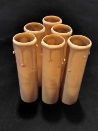 6 fausses bougies tronconiques en plastique crème avec gouttes 100/25mm