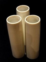 3 fausses bougies tronconiques en plastique lisse blanc cassé 80mm